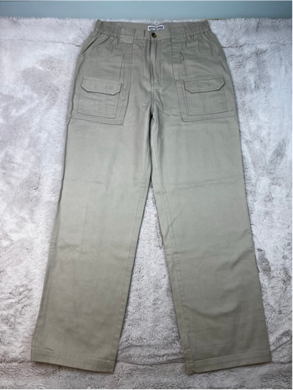 Boca Classics Beige Straight Leg Cargo Pants Mens Size 33x32 Made in Egypt